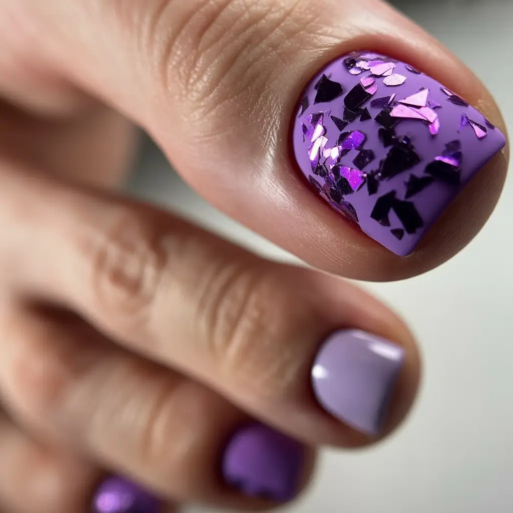 Summer 2025 Toe Nail Ideas You’ll Want to Copy Purple Glitter Party