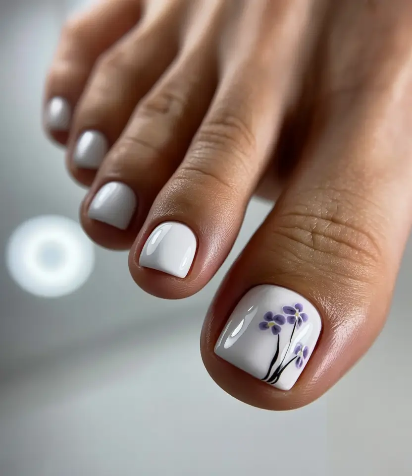 Summer 2025 Toe Nail Ideas You’ll Want to Copy - Whimsical Floral Whites