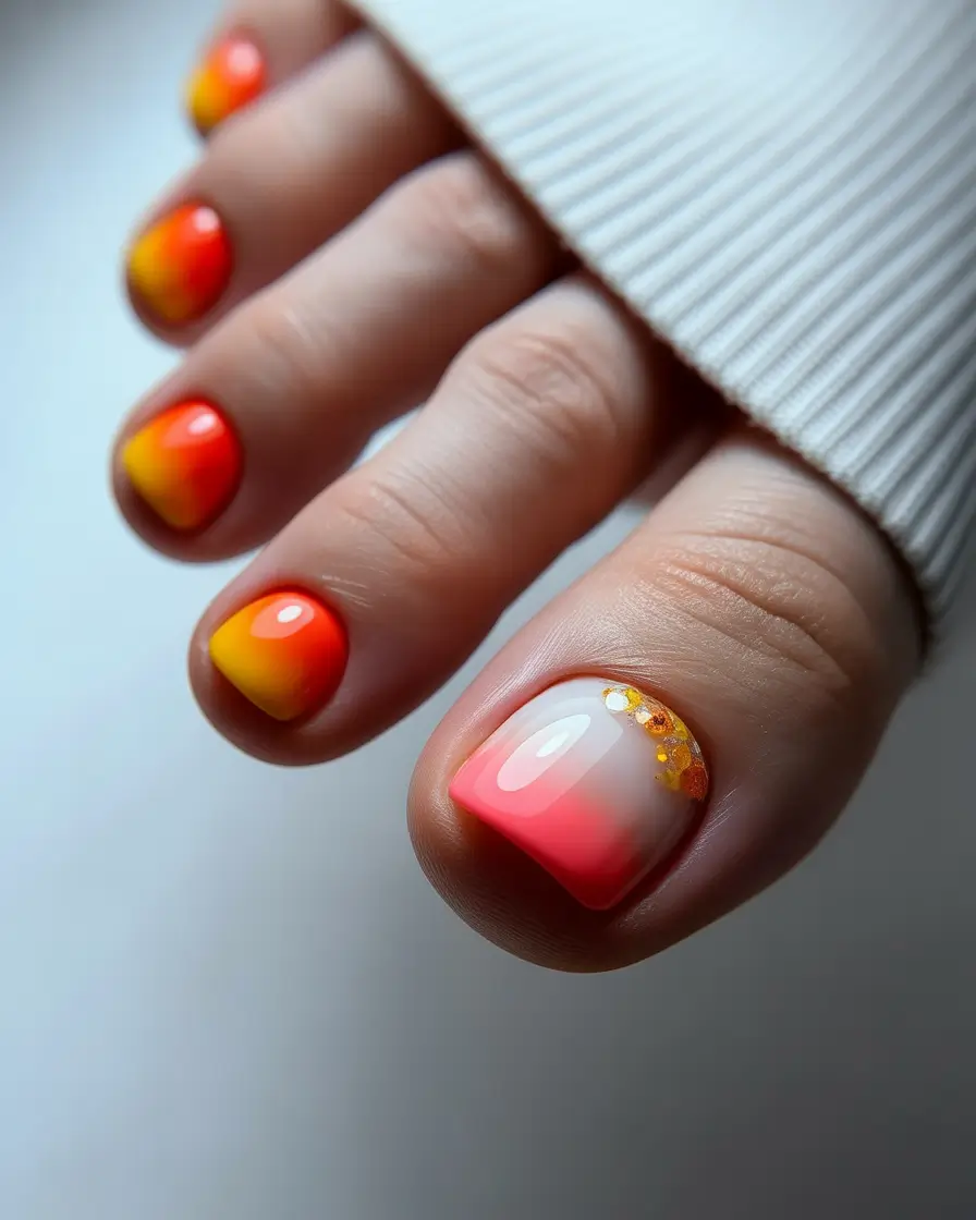 Summer 2025 Toe Nail Ideas You’ll Want to Copy - Fiery Sunset Ombre