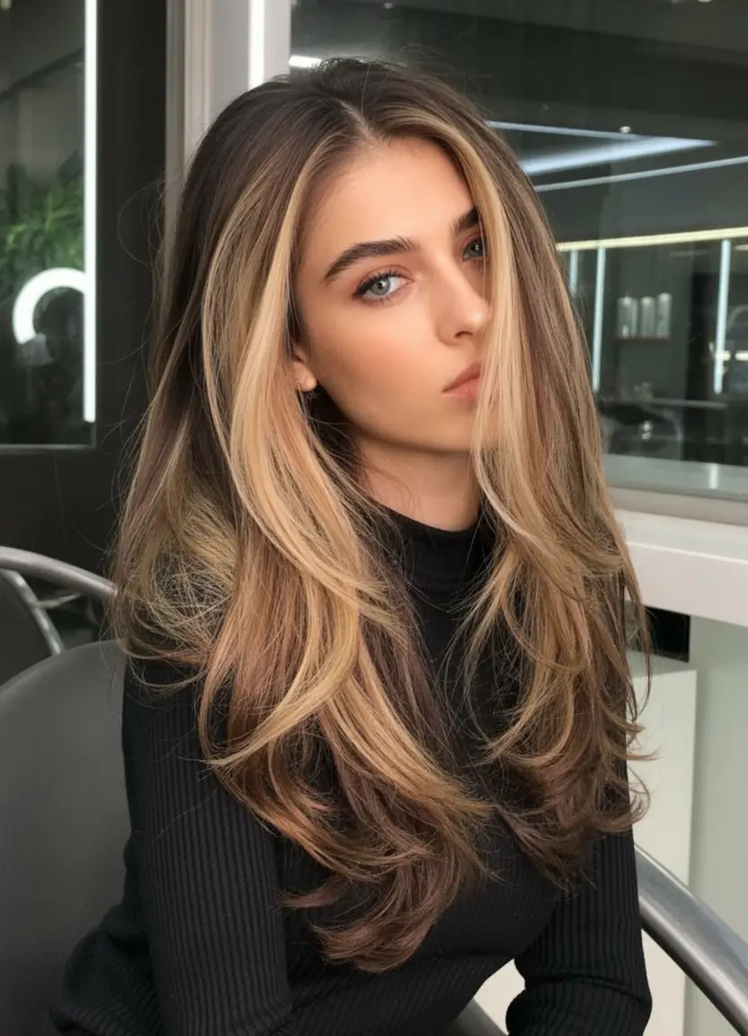 summer hair color for brunettes highlights sun kissed 2025+Buttercream Blonde Blowout