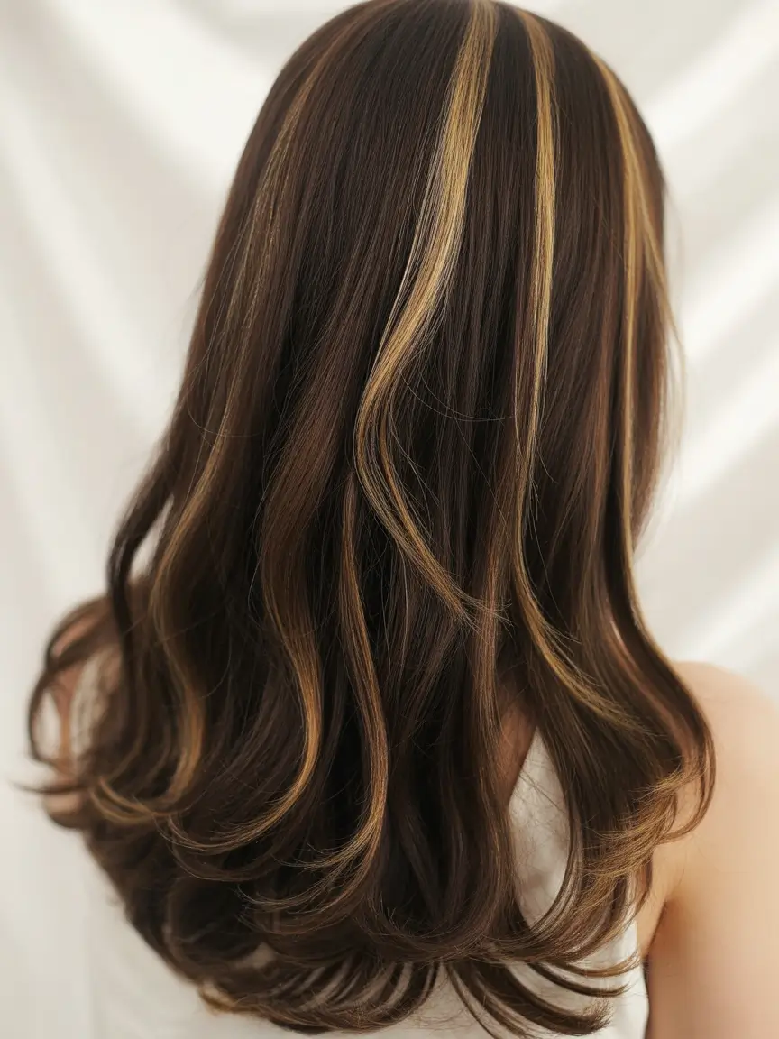 summer hair color for brunettes highlights sun kissed 2025+Mocha Melt with Vanilla Ribbons
