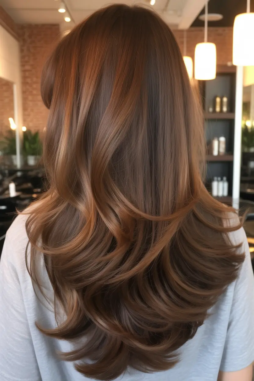 summer hair color for brunettes highlights sun kissed 2025+Sunlit Copper-Washed Chestnut