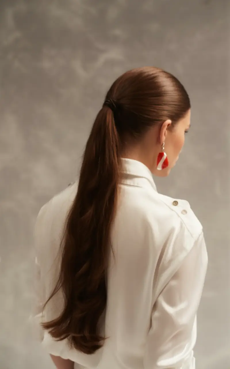 summer hairstyles for long hair 2025 Sleek Wrap Pony for Boss Days