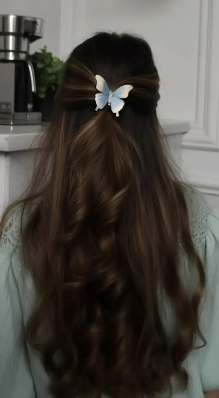 summer hairstyles for long hair 2025 Whimsical Butterfly Half-Up