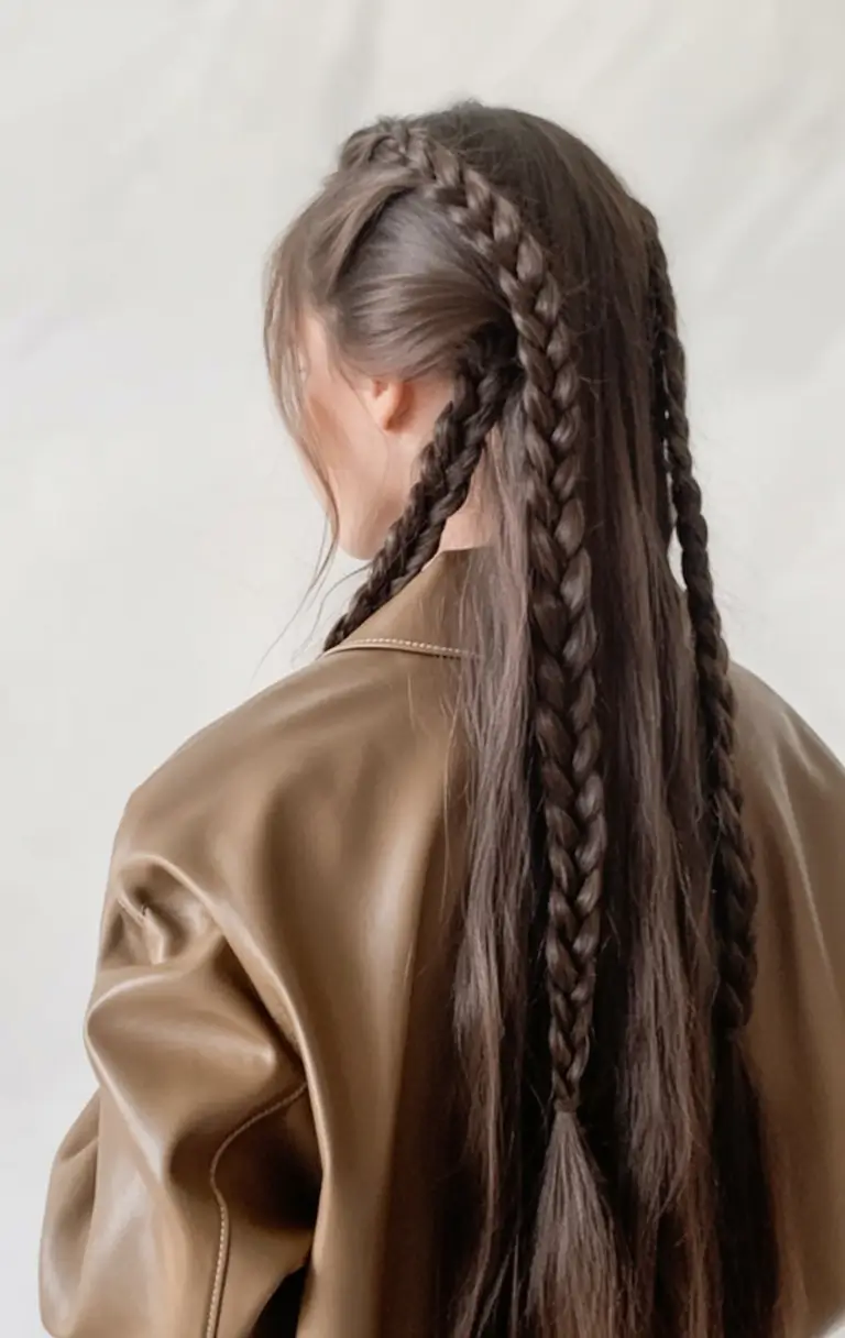 summer hairstyles for long hair 2025 Slick Braided Rows for Bold Impact