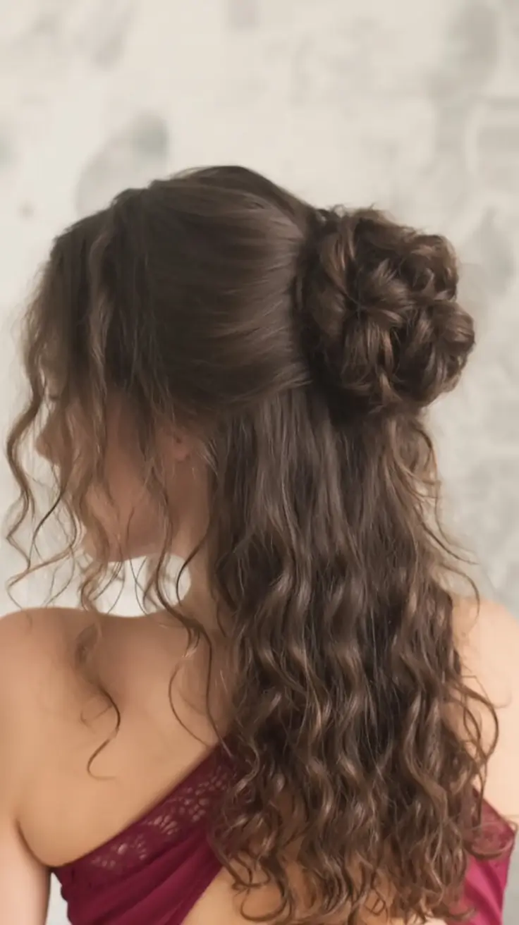 summer hairstyles for long hair 2025 Half-Up Romance With Curls