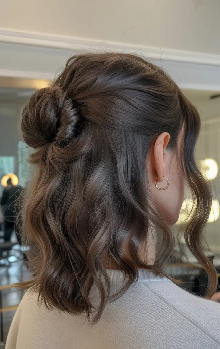summer hairstyles for medium hair 2025 Twisted Bun with Soft Waves