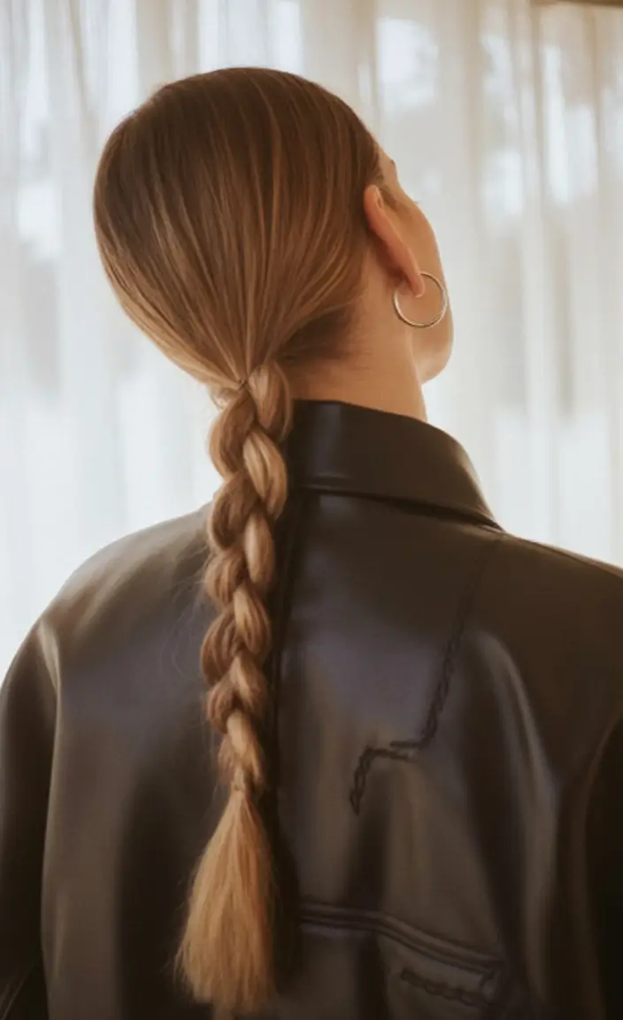 summer hairstyles for medium hair 2025 Low-Slicked Braid for the Bold Minimalist