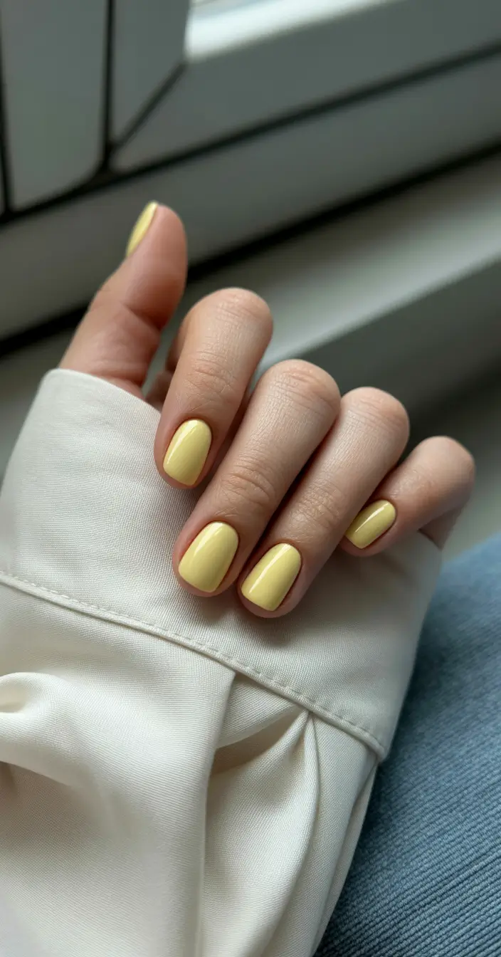 Top May Nail Colors to Try in 2025 - Sunny Delight Soft Yellow Serenity