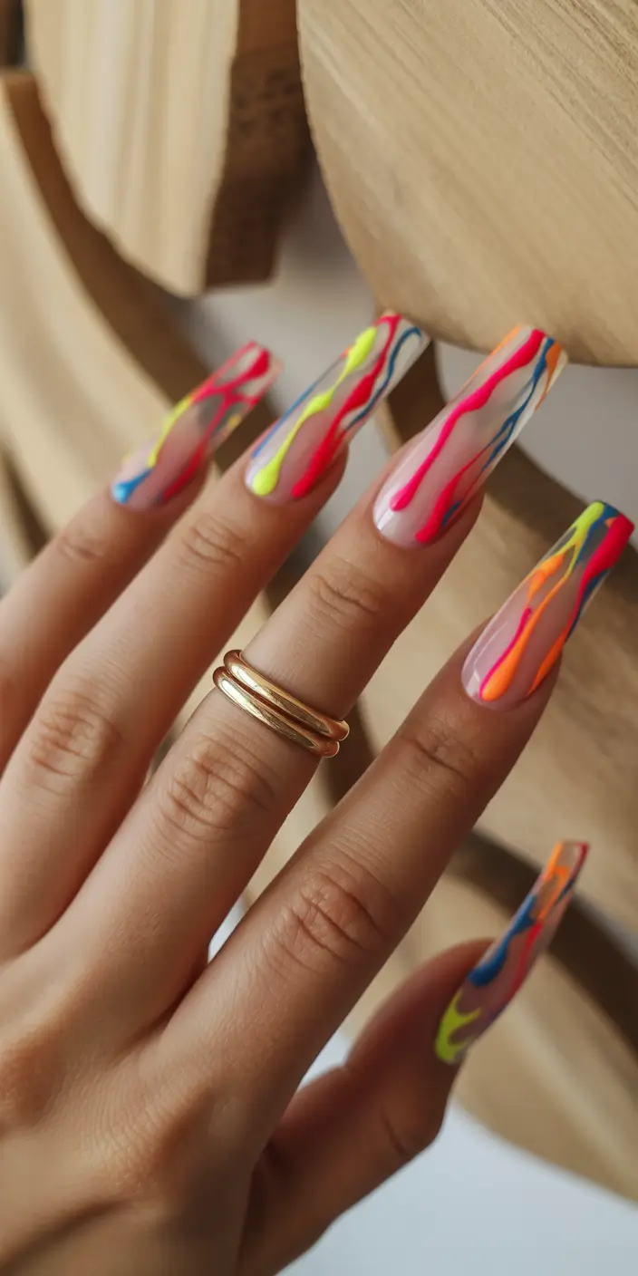 Top May Nail Colors to Try in 2025 - Neon Drip Colorful Chaos