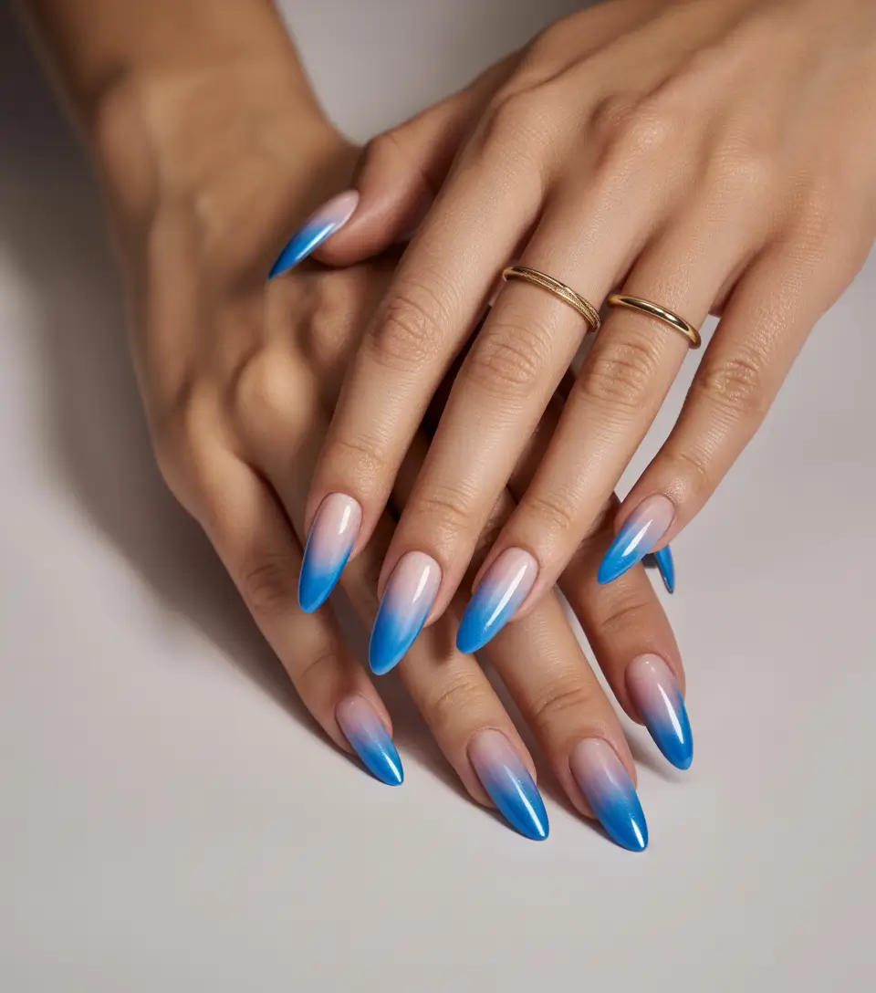 Top May Nail Colors to Try in 2025 - Ocean Bliss Blue Gradient Perfection