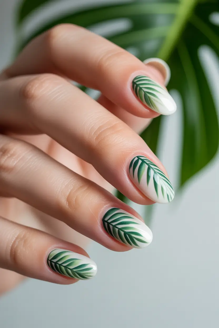 Tropical Leaf Art May Nails रंग