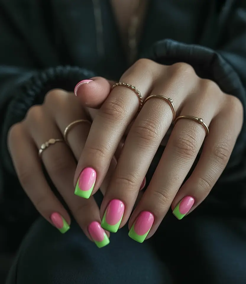 Top May Nail Colors to Try in 2025 Neon French Pop