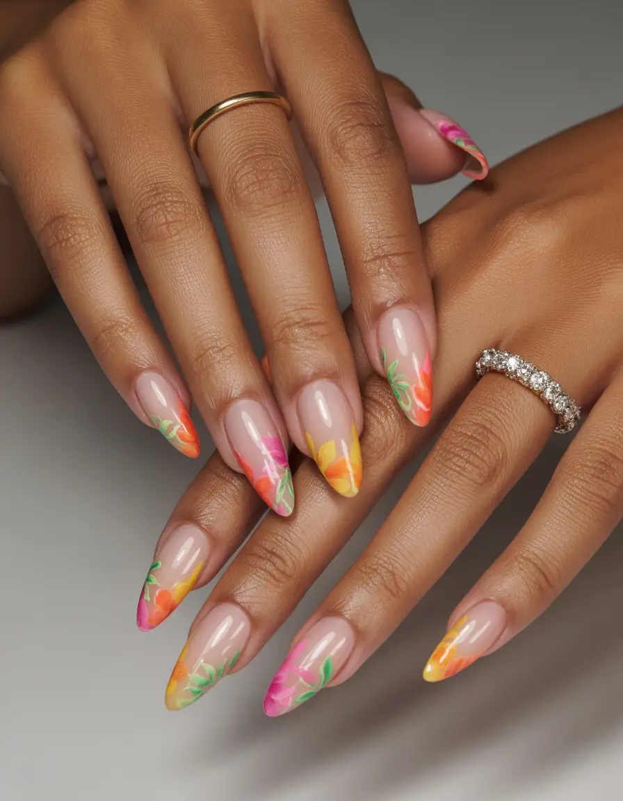 Top Summer 2025 Nail Colors to Try - Sunset Tips in Bloom