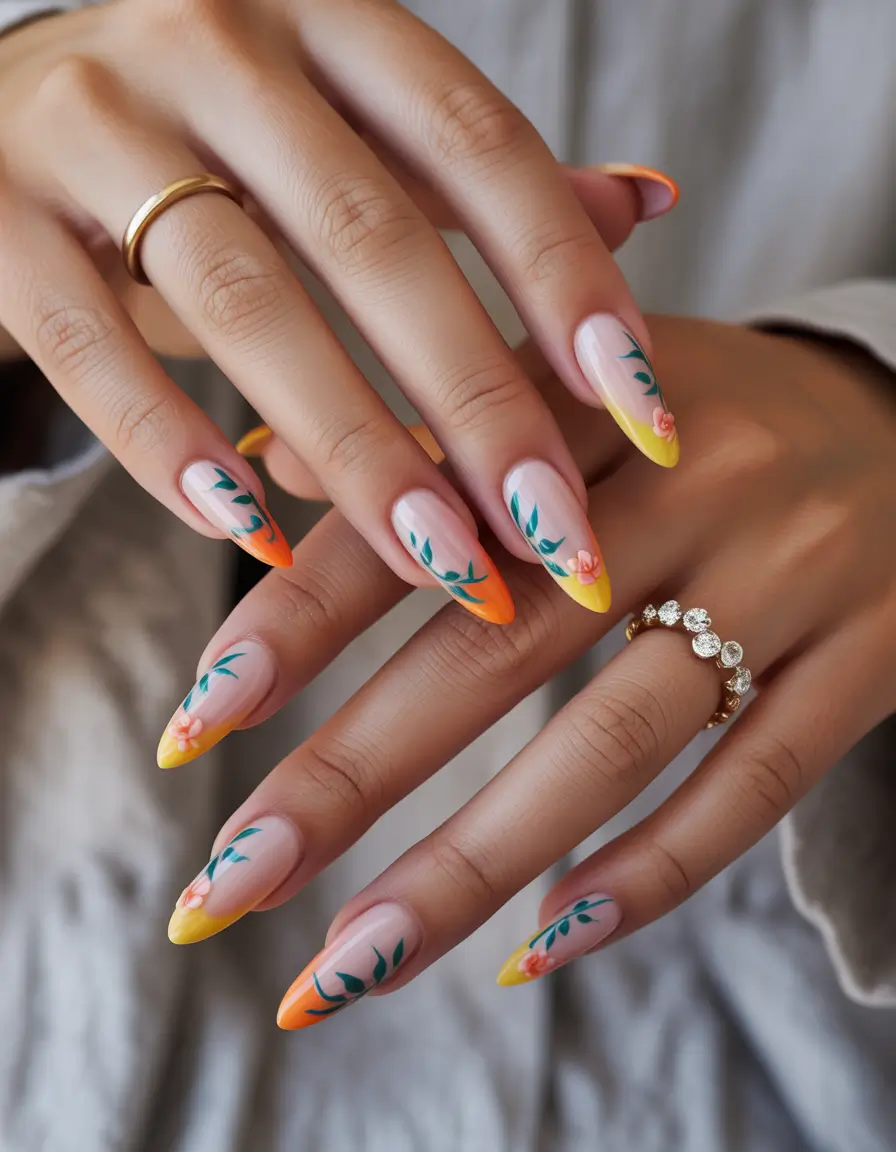Top Summer 2025 Nail Colors to Try - Tropical Sunset Tips