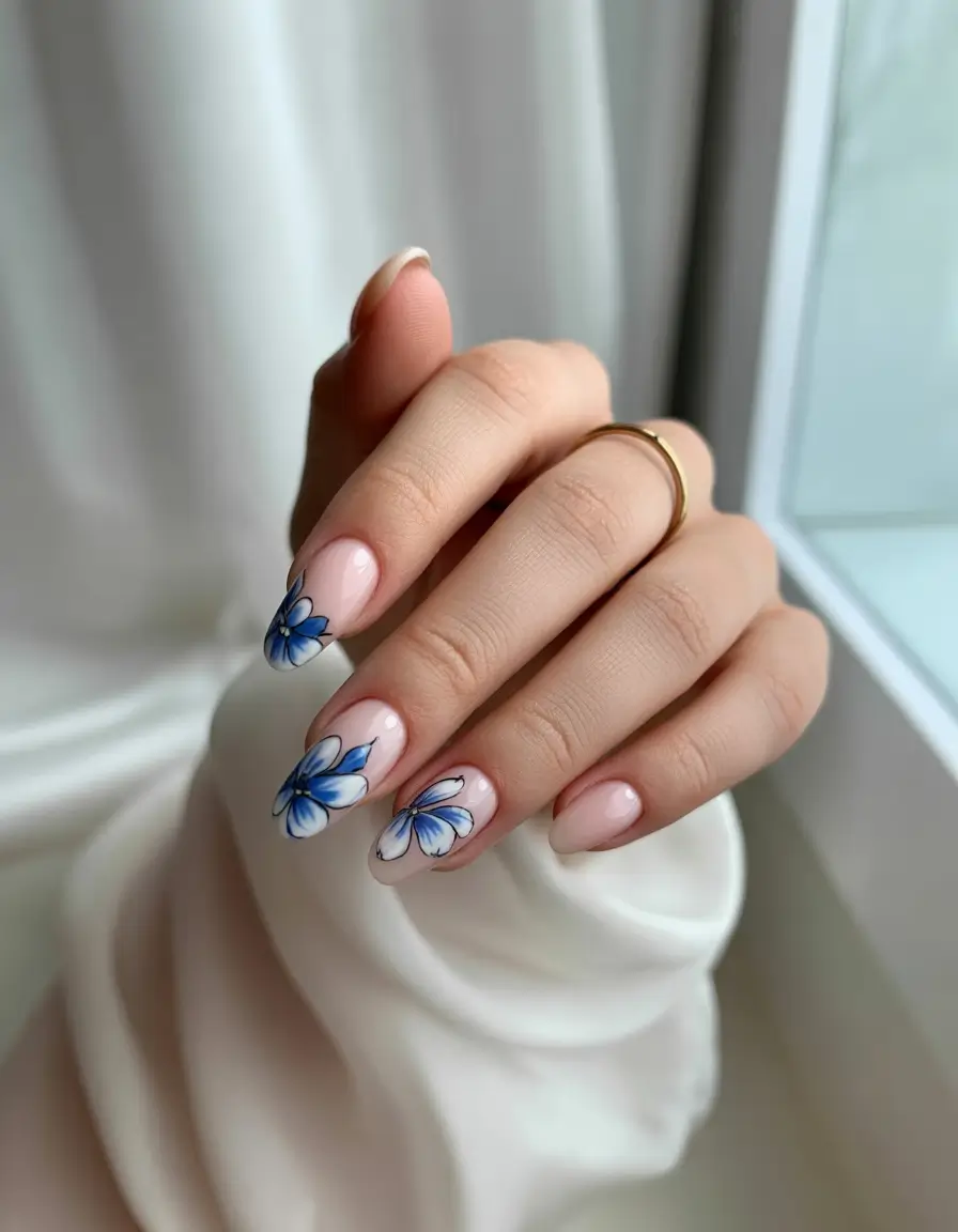 Top Summer 2025 Nail Colors to Try - Soft Petal Blues