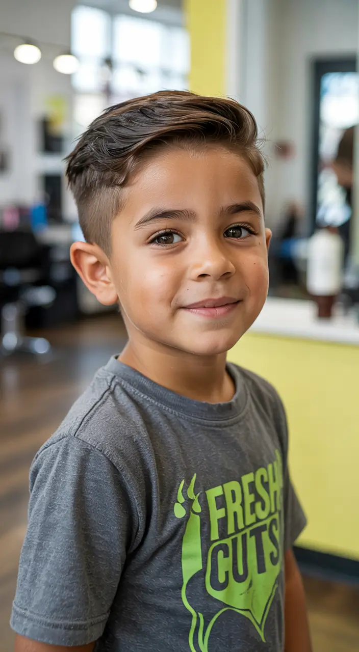 Trendy Boys Haircuts for Summer 2025 - Fresh Styles Smooth Side Sweep with a Clean Fade