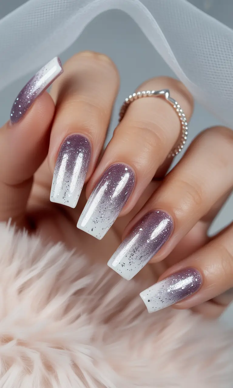 Trendy Nail Ideas to Wear This June 2025 Shimmering Purple Gradient