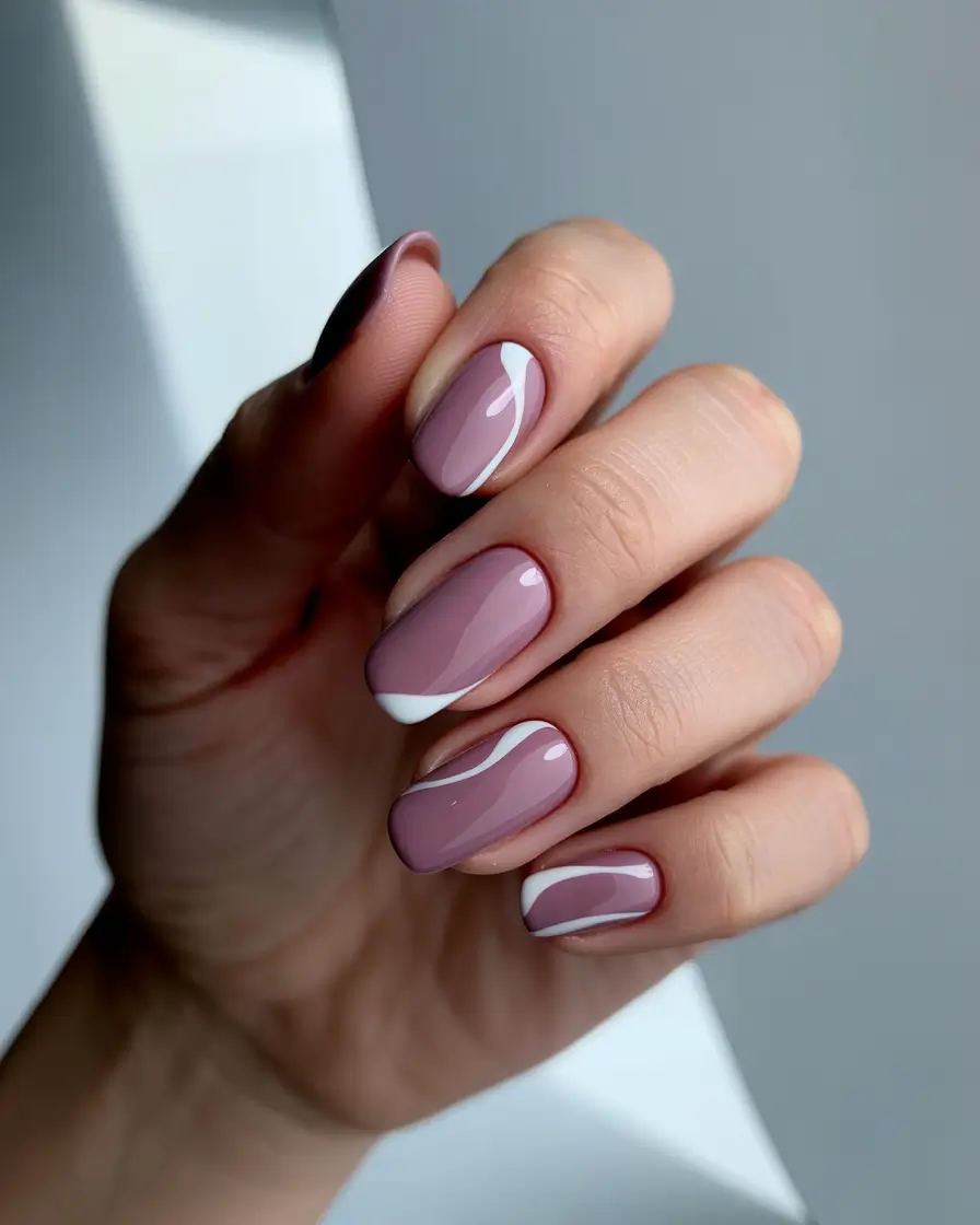 Trendy Nail Ideas to Wear This June 2025 - Modern Mauve Swirls