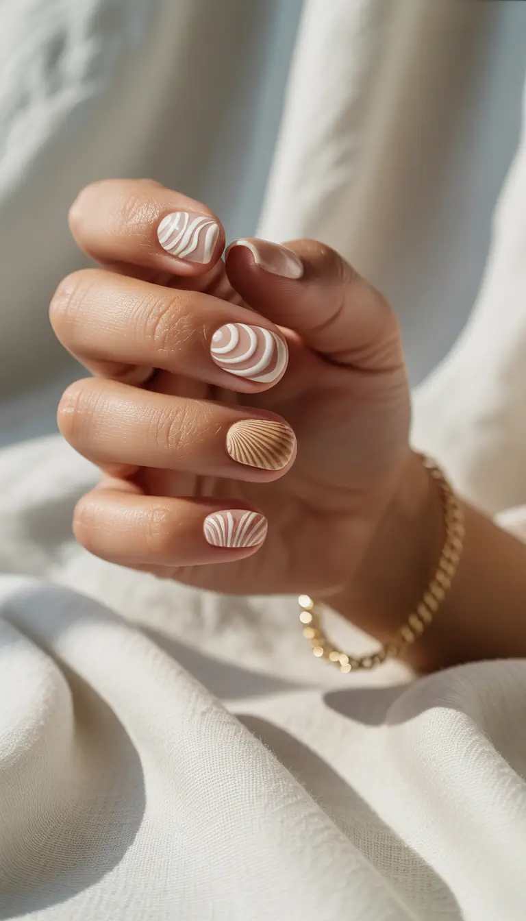 Tropical Vacation Nails for Summer 2025 Shell-Inspired Minimalism in Sand Neutrals