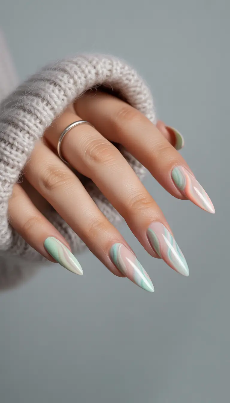 Tropical Vacation Nails for Summer 2025 Minty Cool Marble