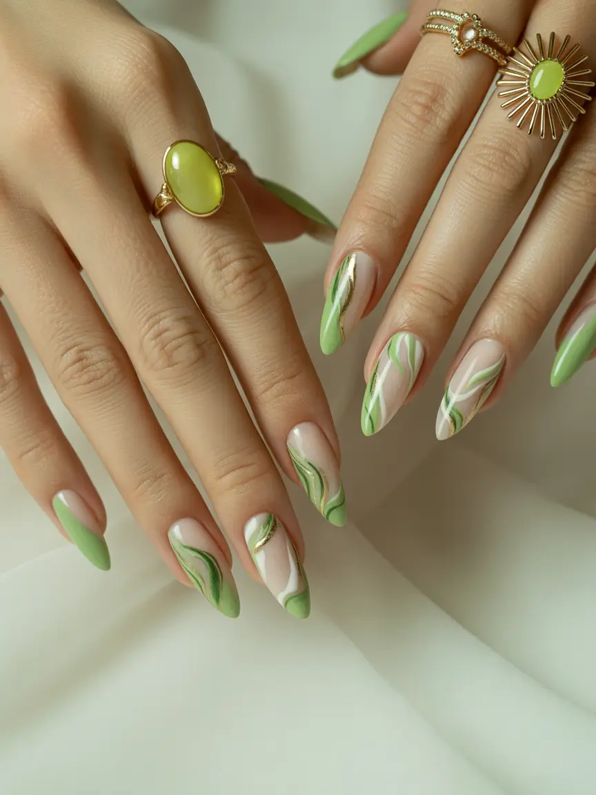 Tropical Vacation Nails for Summer 2025 Lime Dreams with Golden Accents