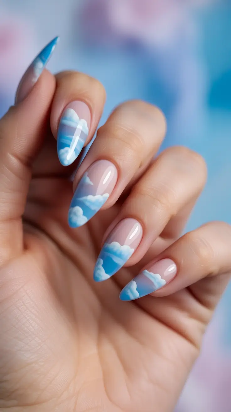 Tropical Vacation Nails for Summer 2025 Dreamy Cloudscape
