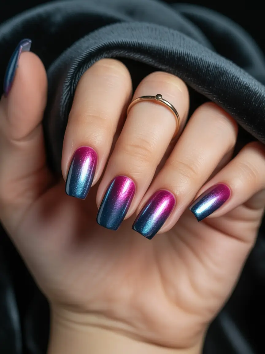 Vacation-Ready Nails for Summer 2025 Berry Chrome Mirage