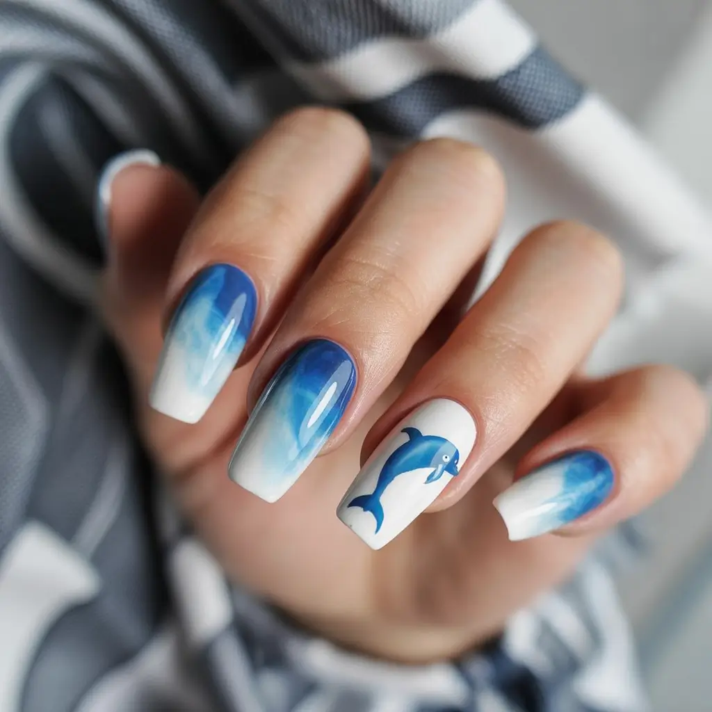 Vacation-Ready Nails for Summer 2025 Dolphin Daydream