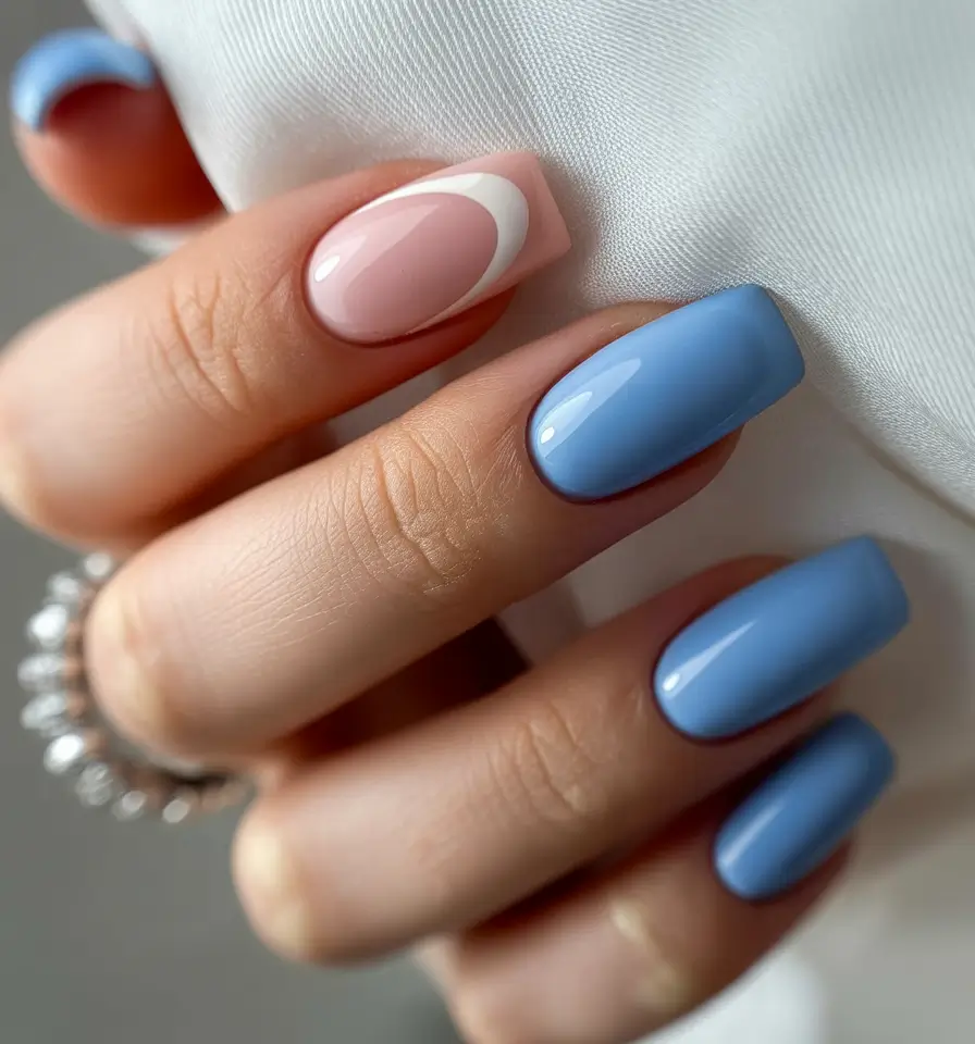 Vacation-Ready Nails for Summer 2025 Retro-Cool Blue Meets Mod Blush Geometry