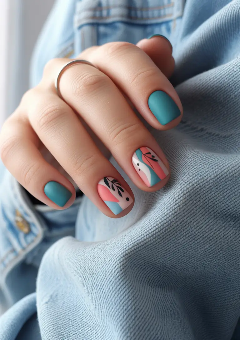 Vacation-Ready Nails for Summer 2025 Ocean Breeze Geometric Chic