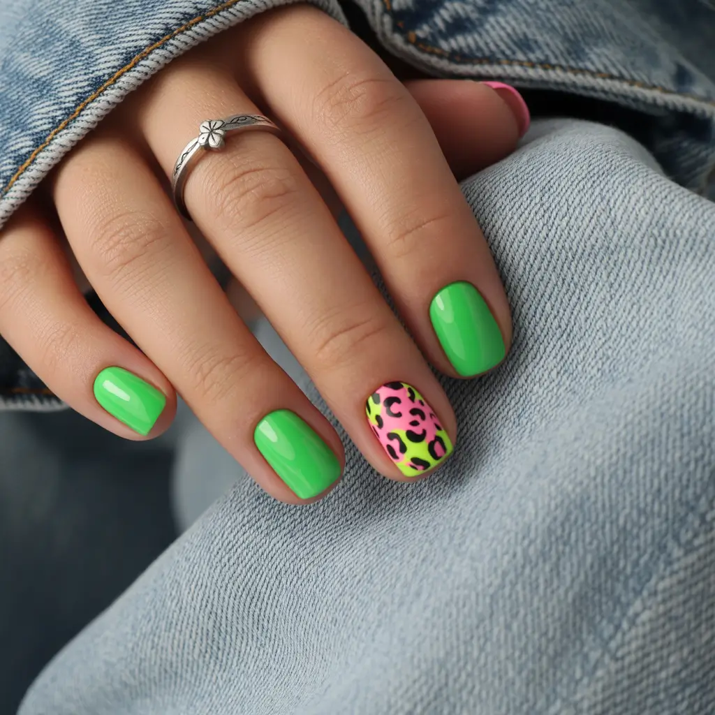 Vacation-Ready Nails for Summer 2025 Neon Jungle Energy in Short Square Form