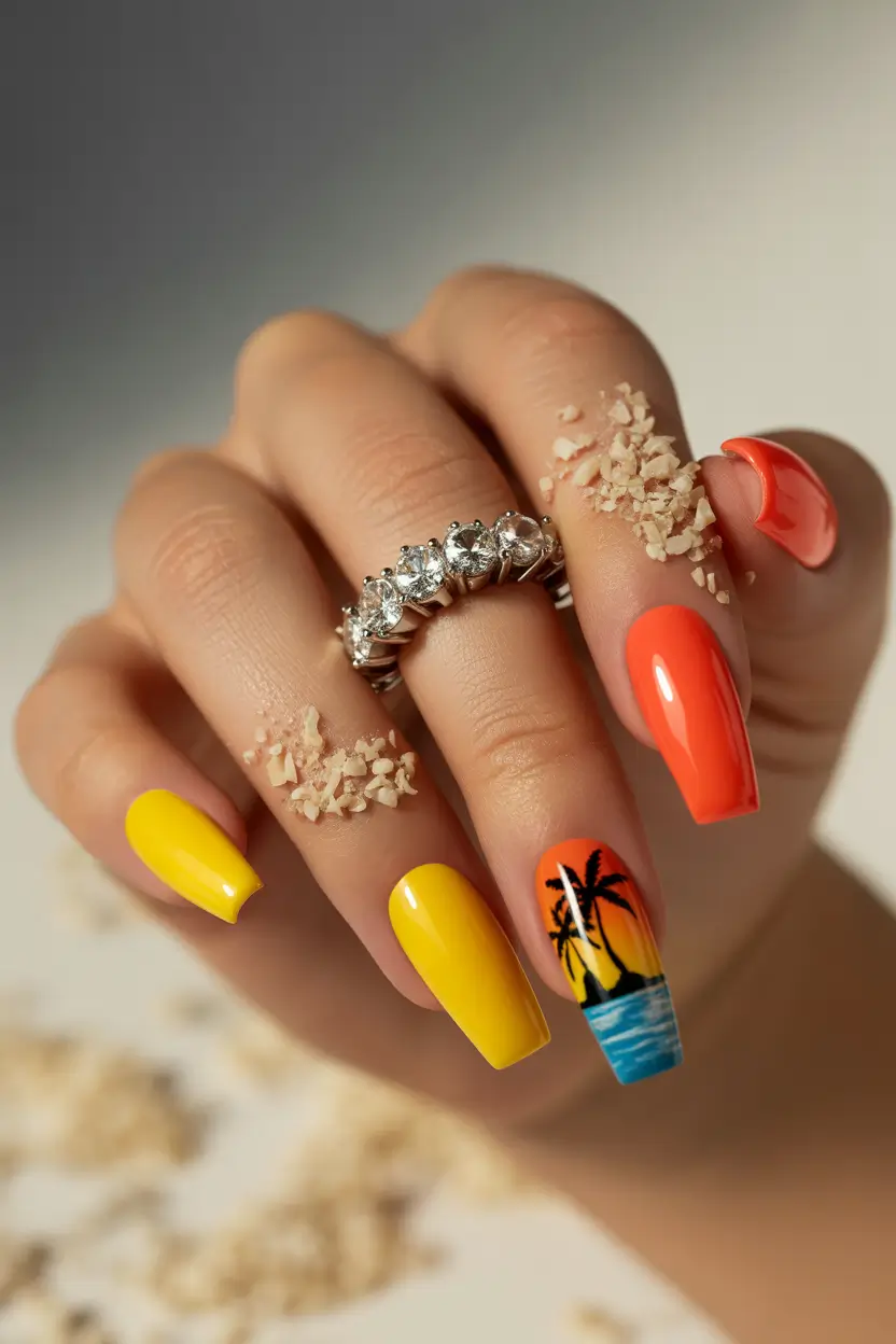 Vacation-Ready Nails for Summer 2025 Sunset Island Fantasy