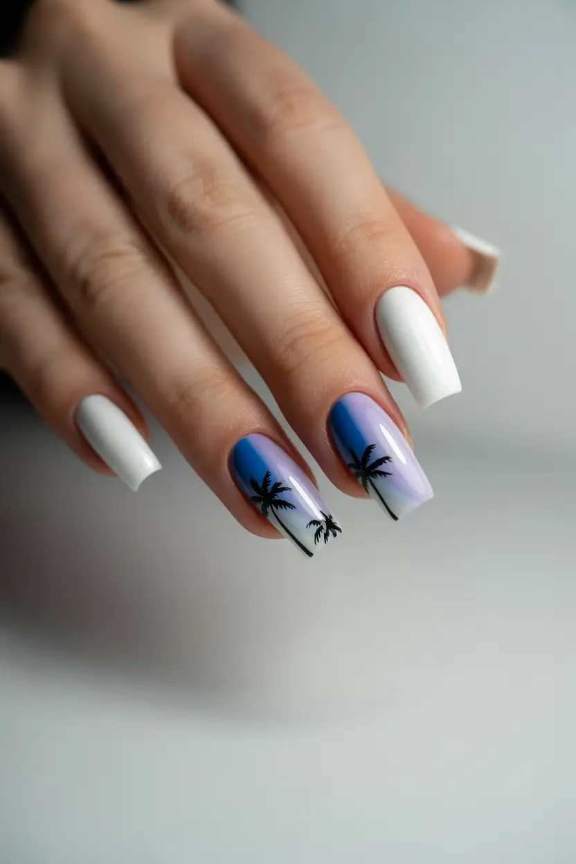 Vacation-Ready Nails for Summer 2025 Coastal Dusk Ombré