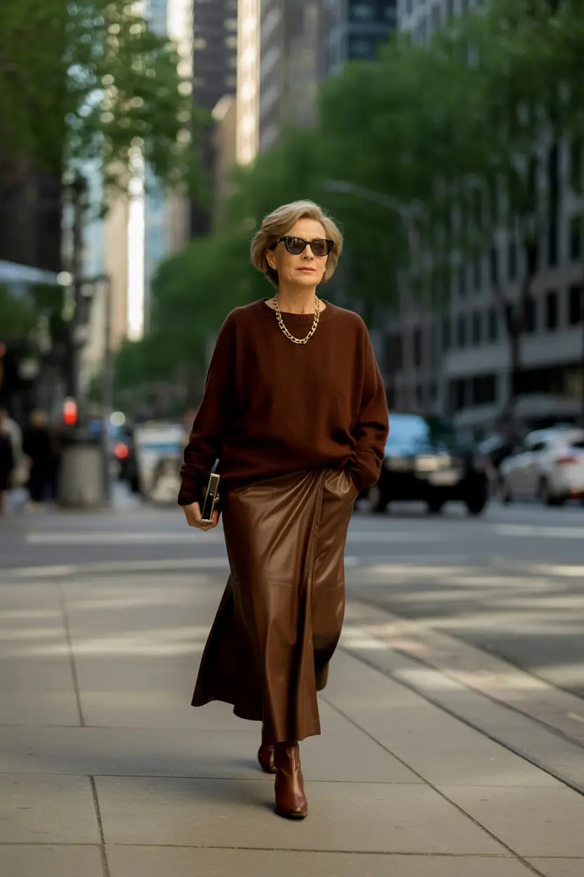 2025 fall outfits inspiration for women over 60 Rich Chocolate City Stroll
