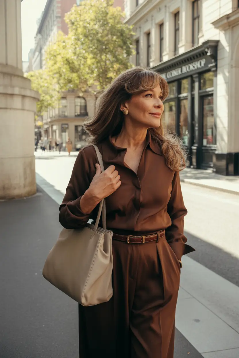 2025 fall outfits inspiration for women over 60 Mocha Monotone Ease