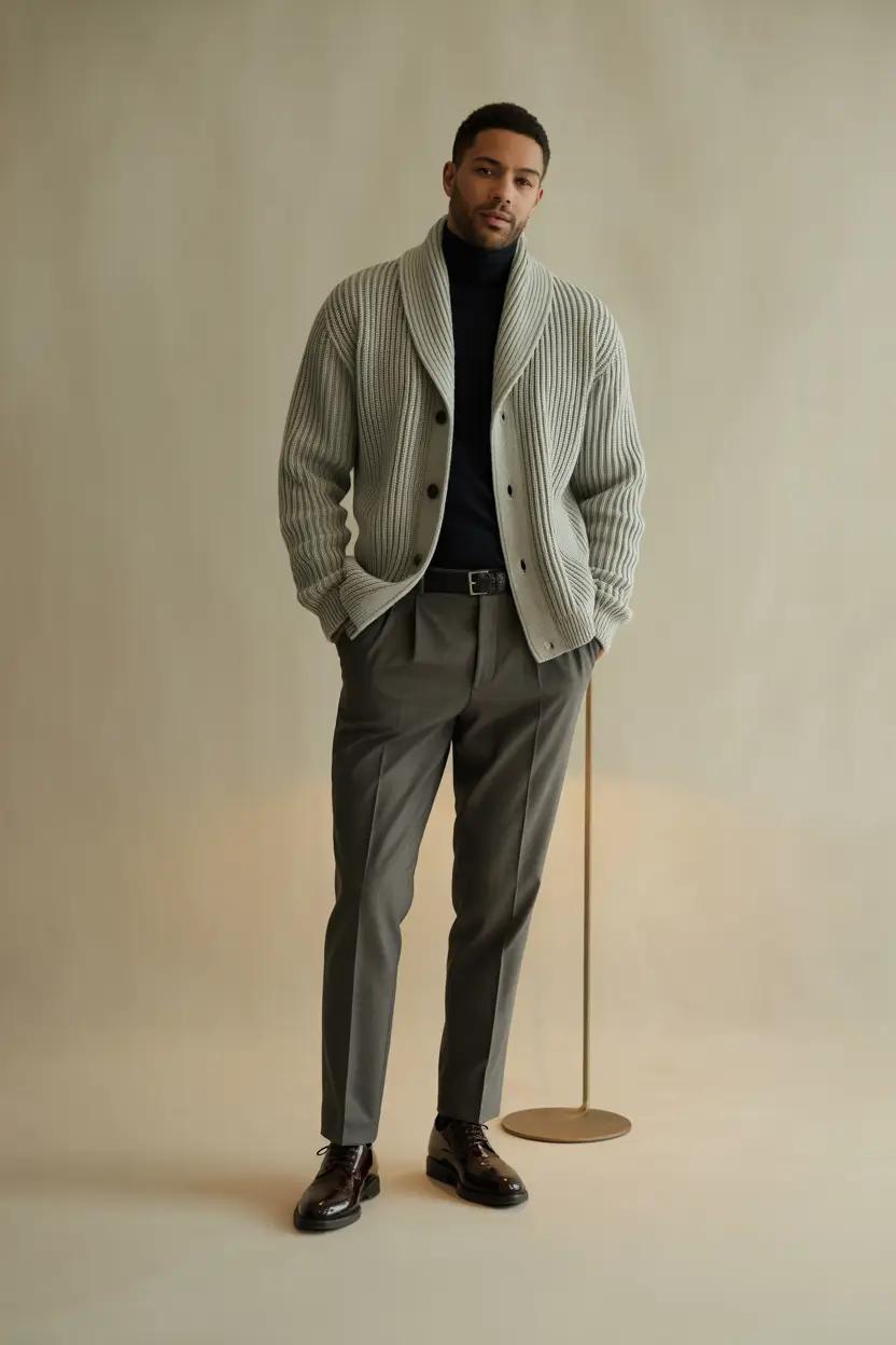 fall business casual outfits for men Textured Layers with a Gentle Power Move
