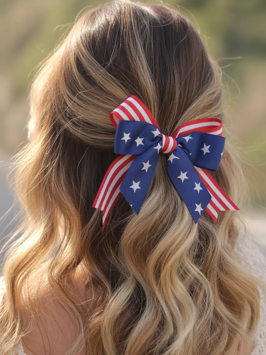 4th of July 2025 Hair Inspo for Every Style Ribbon Romance Waves