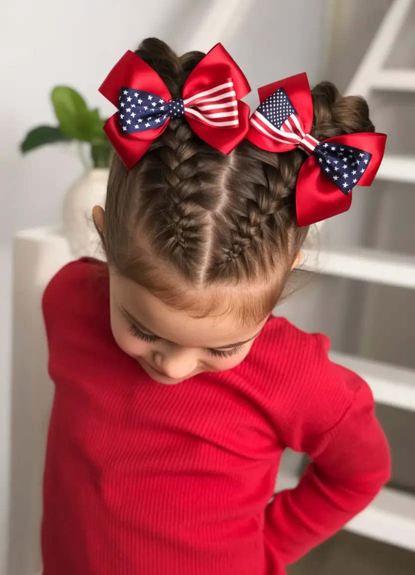 4th of July 2025 Hair Inspo for Every Style+Double Frenchies with Statement Bows