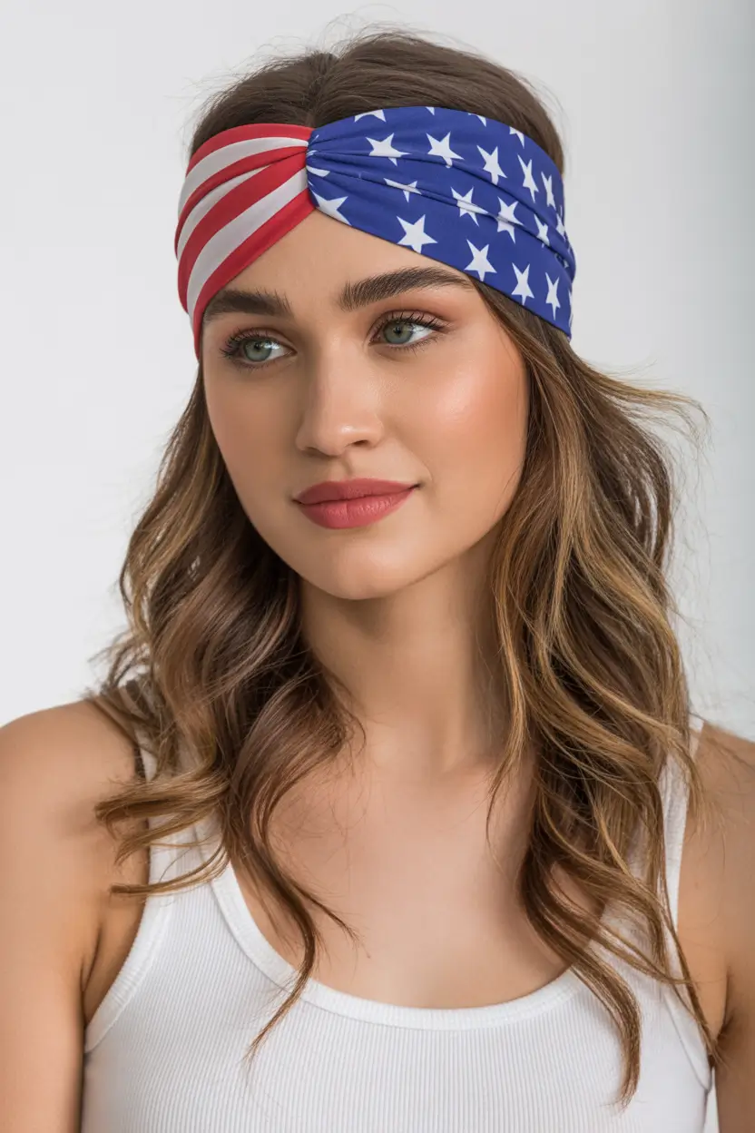 4th of July 2025 Hair Inspo for Every Style Patriotic Bandana Crown