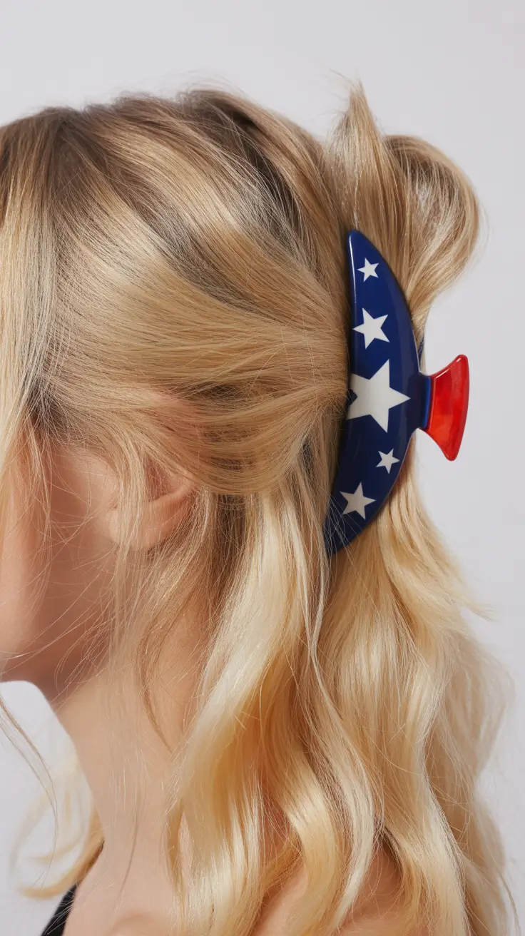 4th of July 2025 Hair Inspo for Every Style+Half-Up Star Claw for Casual Cool Vibes