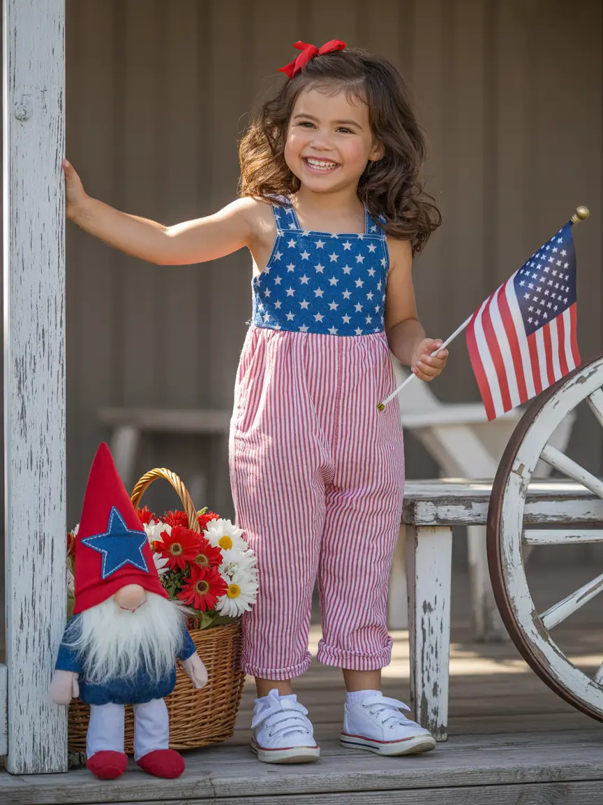 4th of July 2025 Outfits Easy & Cute ideas Mini Patriot in Farmhouse Stripes