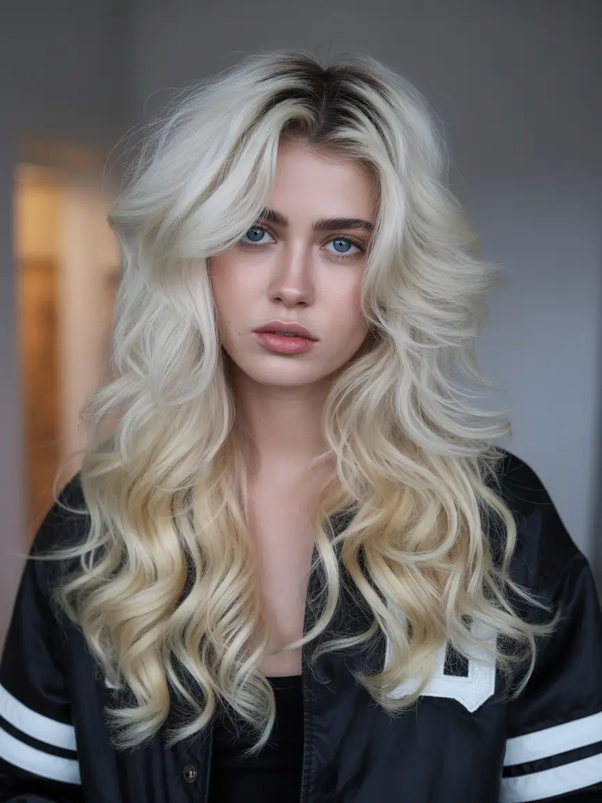 August hair color Waves with Winter-Platinum Drama