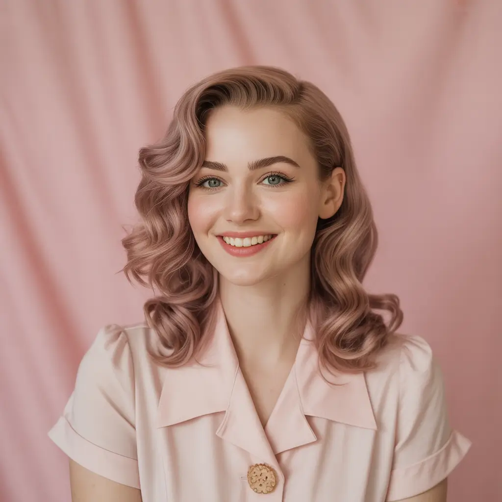August hair color Vintage Rose Pin-Up Curls
