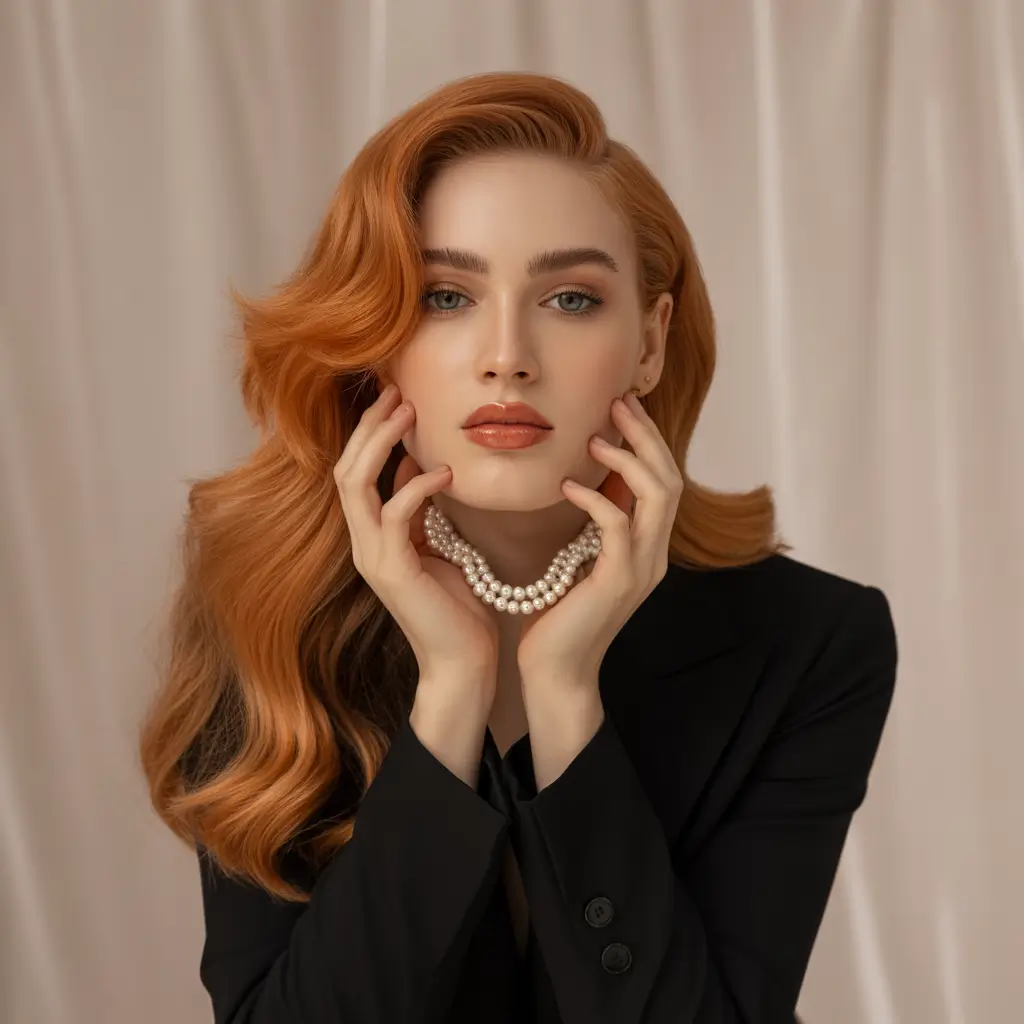 August hair color Gilded Ginger Waves with a Sculpted Side Sweep