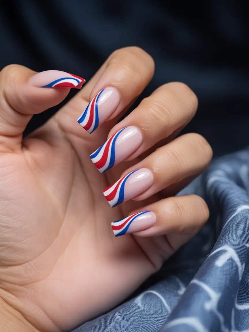 Best July Nail Colors for 2025 Curved Candy Ribbons