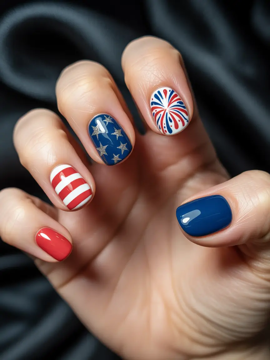 Best July Nail Colors for 2025 Glitterburst Fireworks & Americana Mix