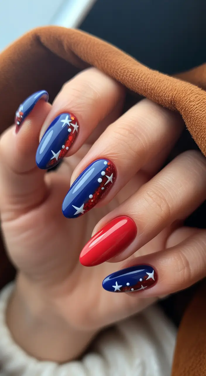 Best July Nail Colors for 2025 Stars on Velvet Blue