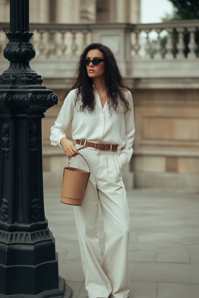 fall-business-casual-outfits-Bucket-Bag-Cream
