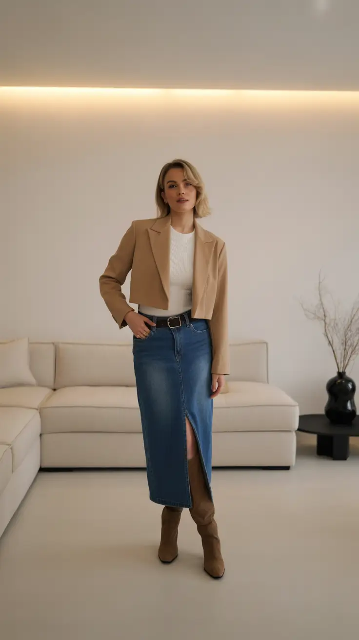 simple casual fall outfits-The Denim Midi: Quietly Confident